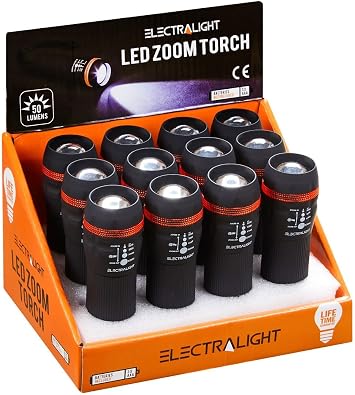 ELECTRALIGHT 65217 Blue Spot 1 W LED Rubberised Zoom Barrel Torch - Black