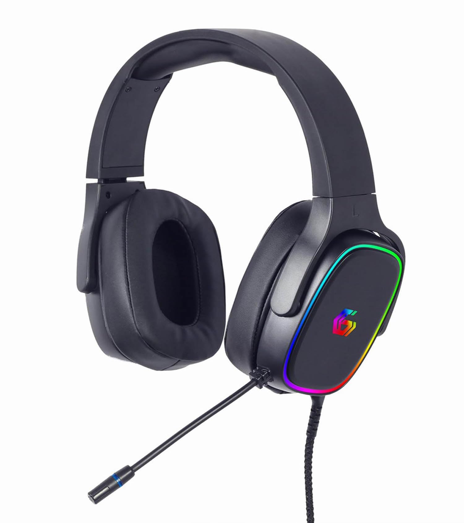 Gembird GMB Gaming USB 7.1 Surround Sound Headset - Casque Gamer avec Micro Flexible à Réduction de Bruit, Éclairage RGB, Bandeau Ajustable et Commande de Volume Intégrée, Noir