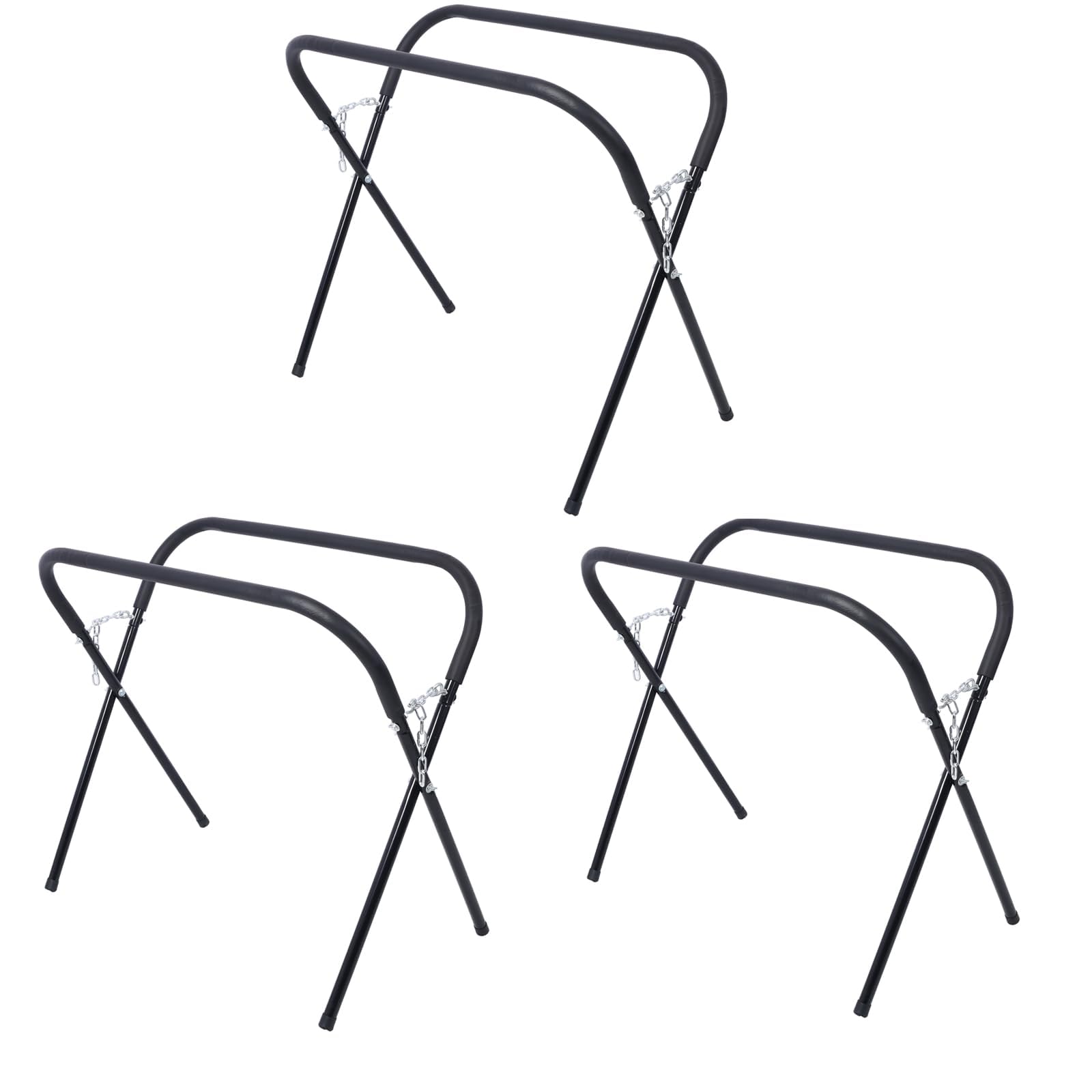 Garvee Lot de 3 Établi Pliant en Acier Charge 750 lbs (340 kg), Table de Travail Portable Multifonction pour Atelier et Garage, Support pour Pare-chocs, Portières et Capots, Noire