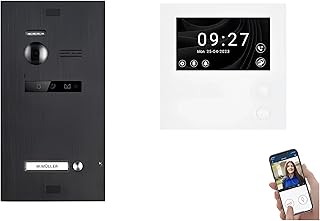 SCHUTZER Balter EVO HD Video-Türsprechanlage Set für 1-Familienhaus | 4,3" Touchscreen Monitor + Full-HD Kamera mit Wi-Fi| Erweiterbar auf 1 Monitor und 1 Türstationen