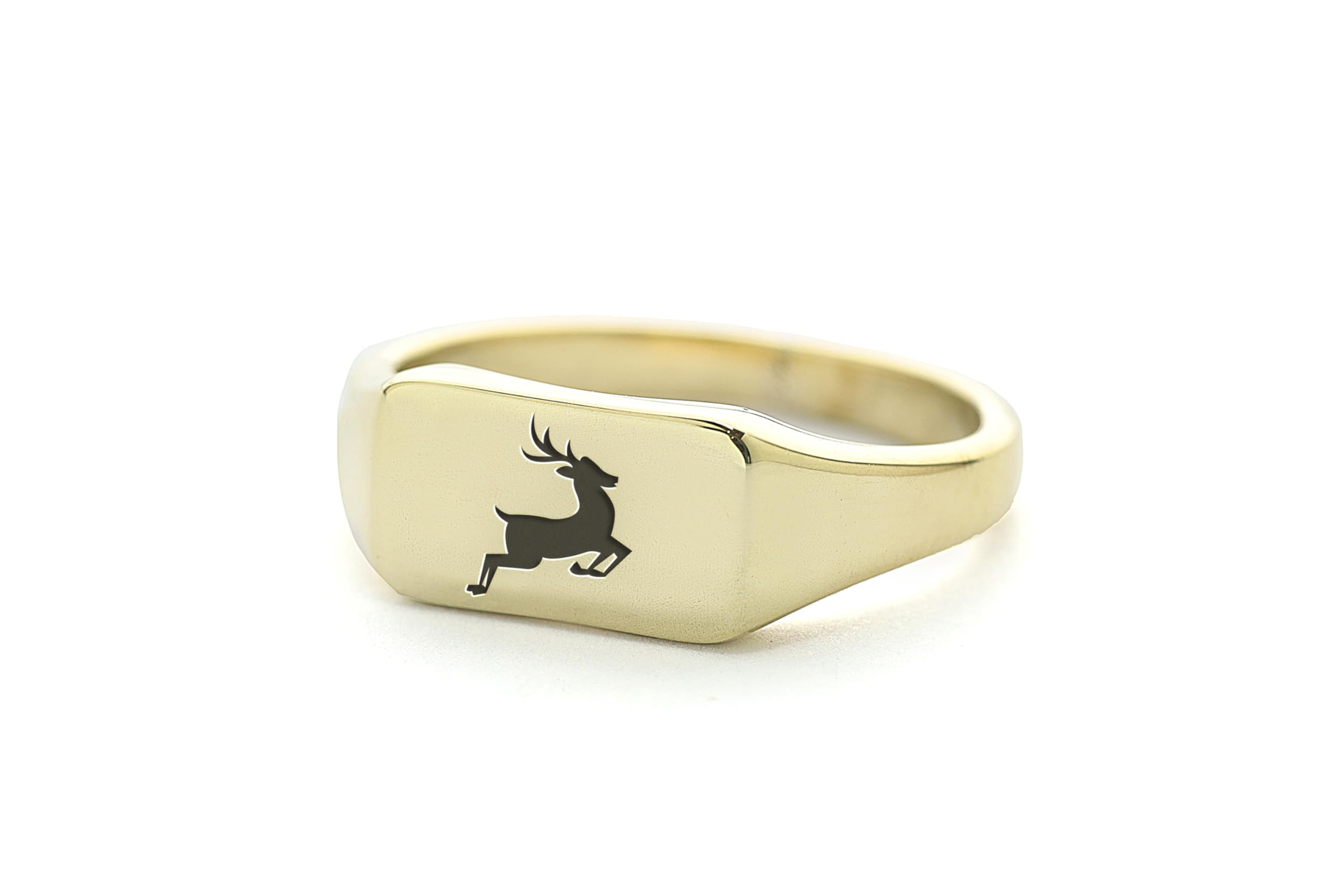 Gold Deer Siegelring - Benutzerdefinierte Jäger Schmuck - Zarten Unisex-Ring