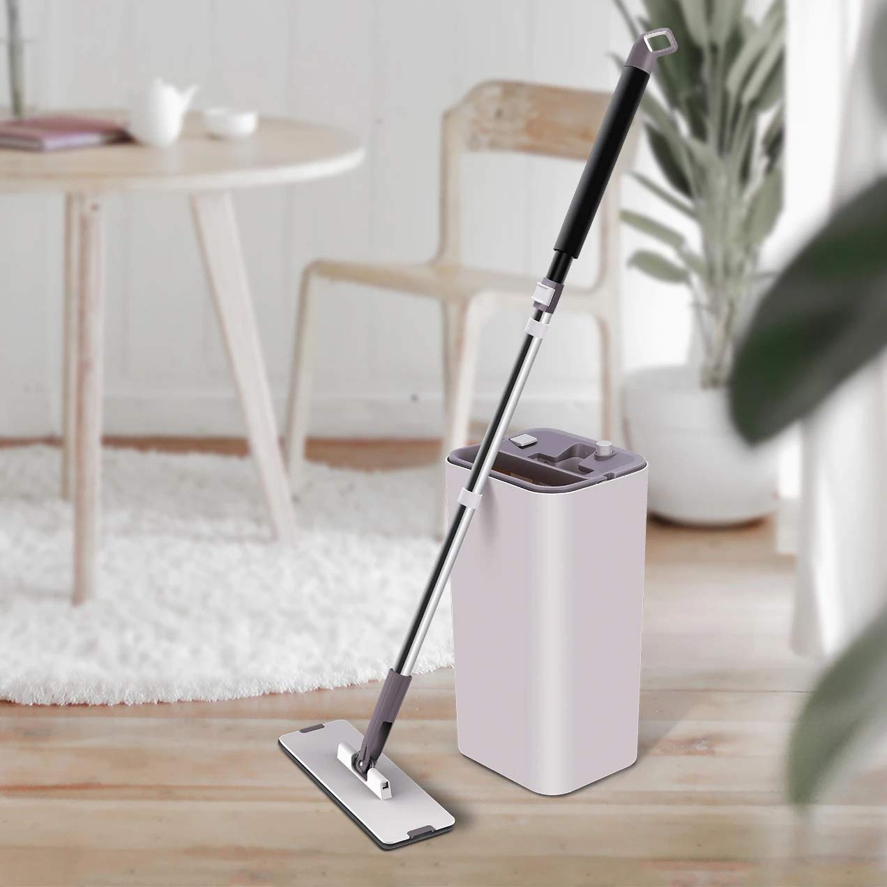 KAVID Plastic Smart Cleaning Flat Mop with 2 Refills and 1 Liquid