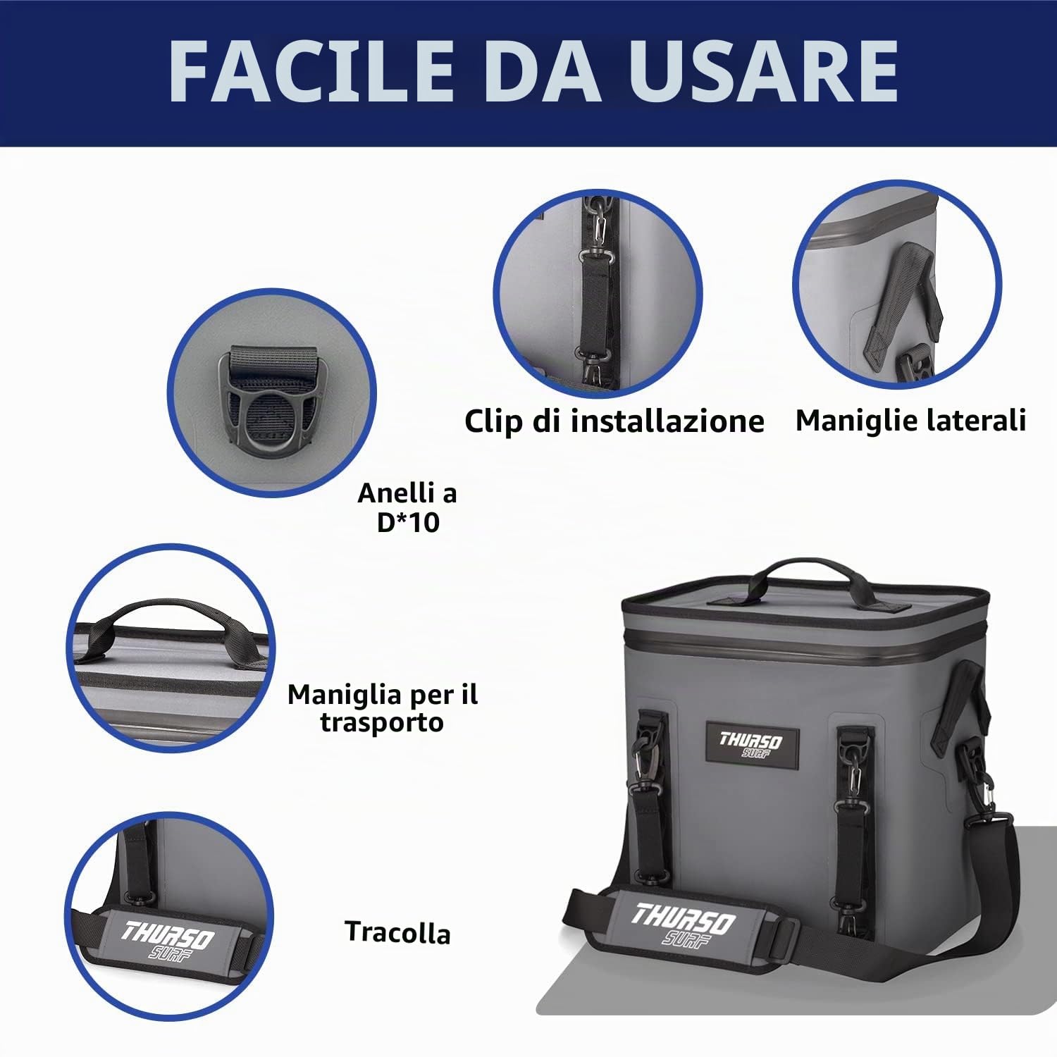THURSO SURF Borsa refrigerante galleggiante per 24 lattine | Fino a 48 ore di raffreddamento | Impermeabile e con clip di fissaggio per SUP, kayak | Leggera e portatile per campeggio, spiaggia