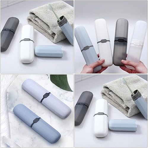 Miniatura 7 de 4 fundas de viaje portátiles para cepillos de dientes y pasta de dientes, soportes de plástico compactos para cepillos de dientes para camping,
