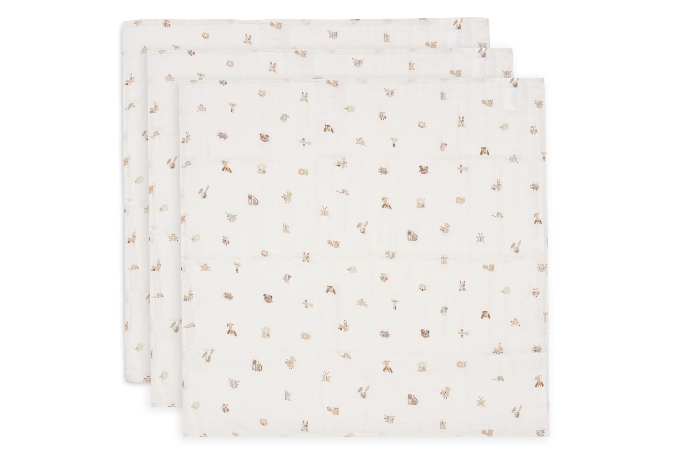 Jollein Muslin Cloth Baby - Animal Friends - 3-Pack - 70x70cm - 100% Cotton - Baby Muslin Cloths - Oeko-TEX Certified