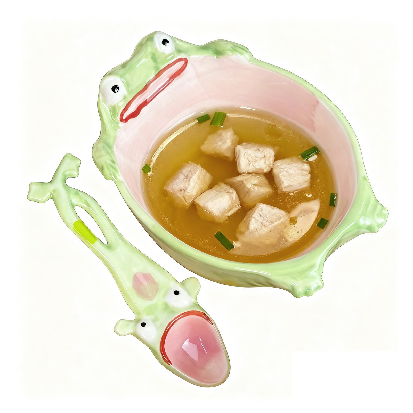 Cuillère en céramique grenouille pour dessert et soupe sans tache