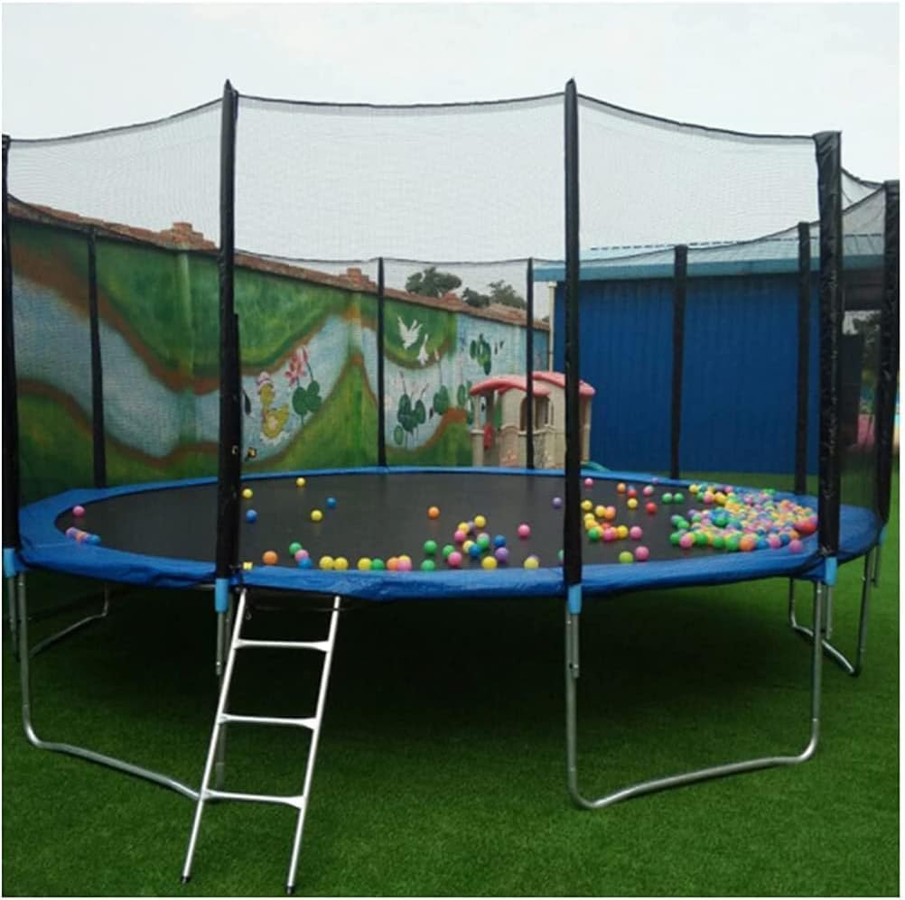 Mata zastępcza do trampoliny o długości 4,5 m, elastyczna tkanina siatkowa z 96 klamrami, idealna do rodzinnej zabawy i rekreacji na świeżym powietrzu (kolor: czarny)