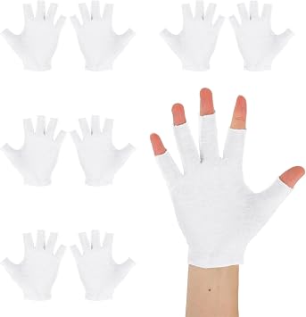 4 Pairs Fingerless Cotton Gloves, White Fingerless Gloves for Dry Hands One Size Fits Most Thin Moisturizing Accessory Overnight Hydration for Women Men Night Dry Hands