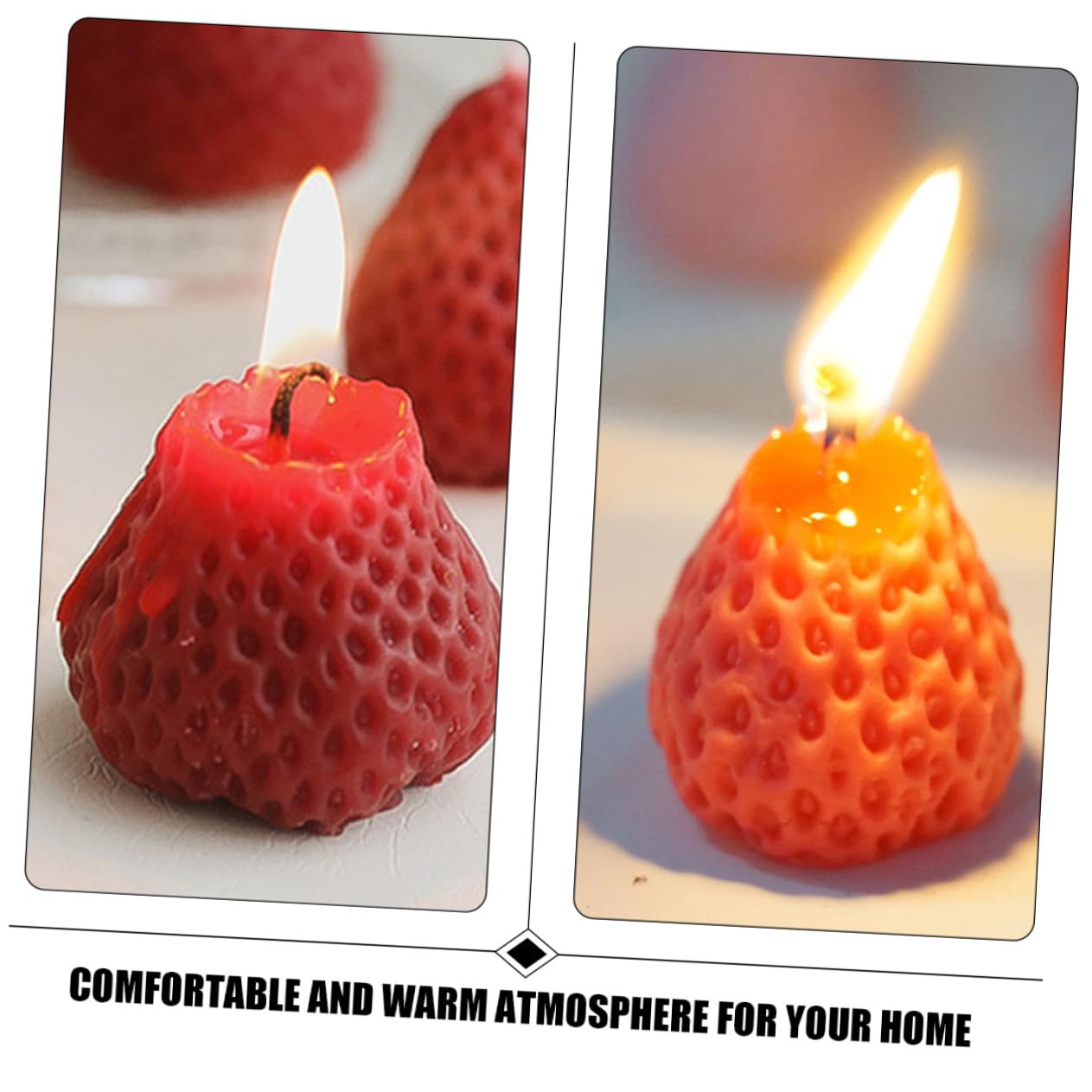 Set 9 Candele Profumate Forma Fragola in Paraffina Rosse Decorazioni Adorabili per Festa e Casa Atmosfera Calda e Confortevole