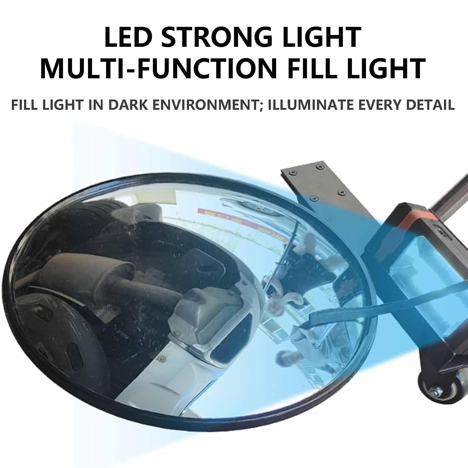 Espejo de Seguridad para inspección de vehículos, Espejo de inspección de automóviles, con Varilla de extensión giratoria y luz LED de Relleno, Aumento HD 2X.