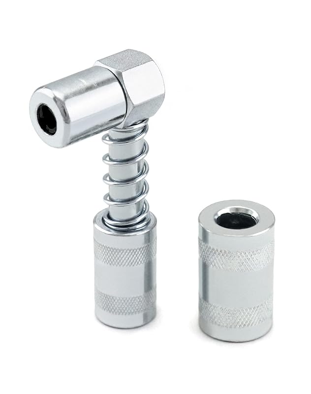 Adaptador de 90° para Engraxadeira QWORK com Luva de Travamento, Rosca NPT de 1/8" (3,175 mm) ou 1/4" (6,35 mm), WD8051