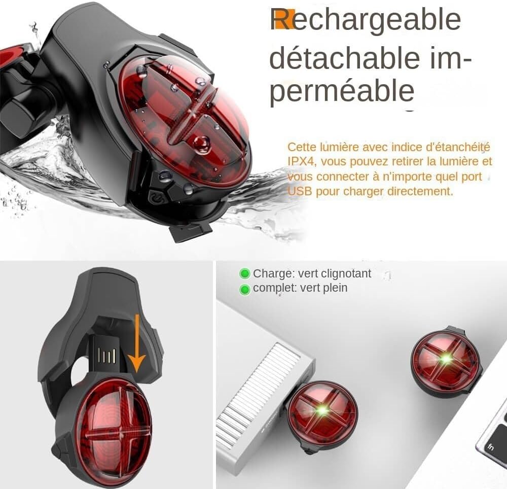 Bicycle Smart Auto Brake Sensing Taillight Ipx5 Waterproof LED Charging Cycling Tail Light Bike Rear Light Accessories