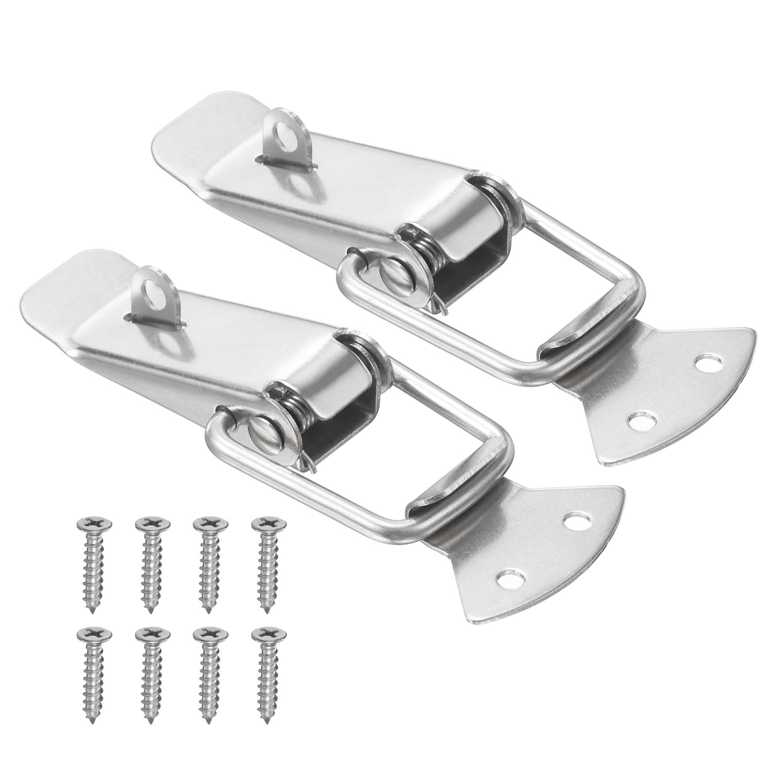 PATIKIL 2 Pcs Stainless Steel Spring Loaded Toggle Latch, 90mm/3.5" Tool Box Catch Hasp Clamp Lock with Mounting Hole and Screws for Cabinet Door Barn Wooden Case Chest