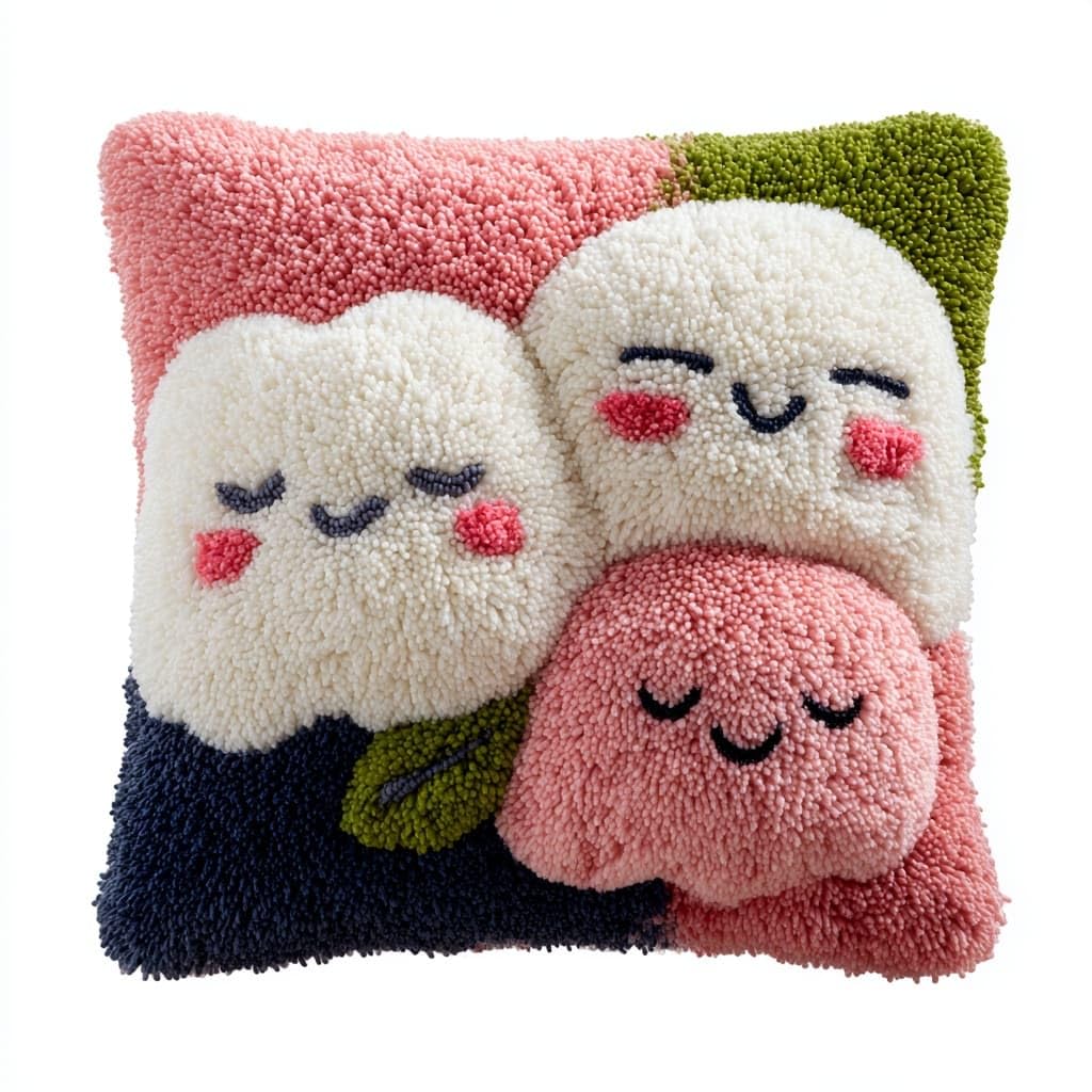 AxiangziK Latch Hook Kits for Adults Beginners 17x17in,Cartoon Smiling Cloud Creative Latch Hook Pillow Kit with Preprinted Canvas for Home Decoration and Present 43x43cm