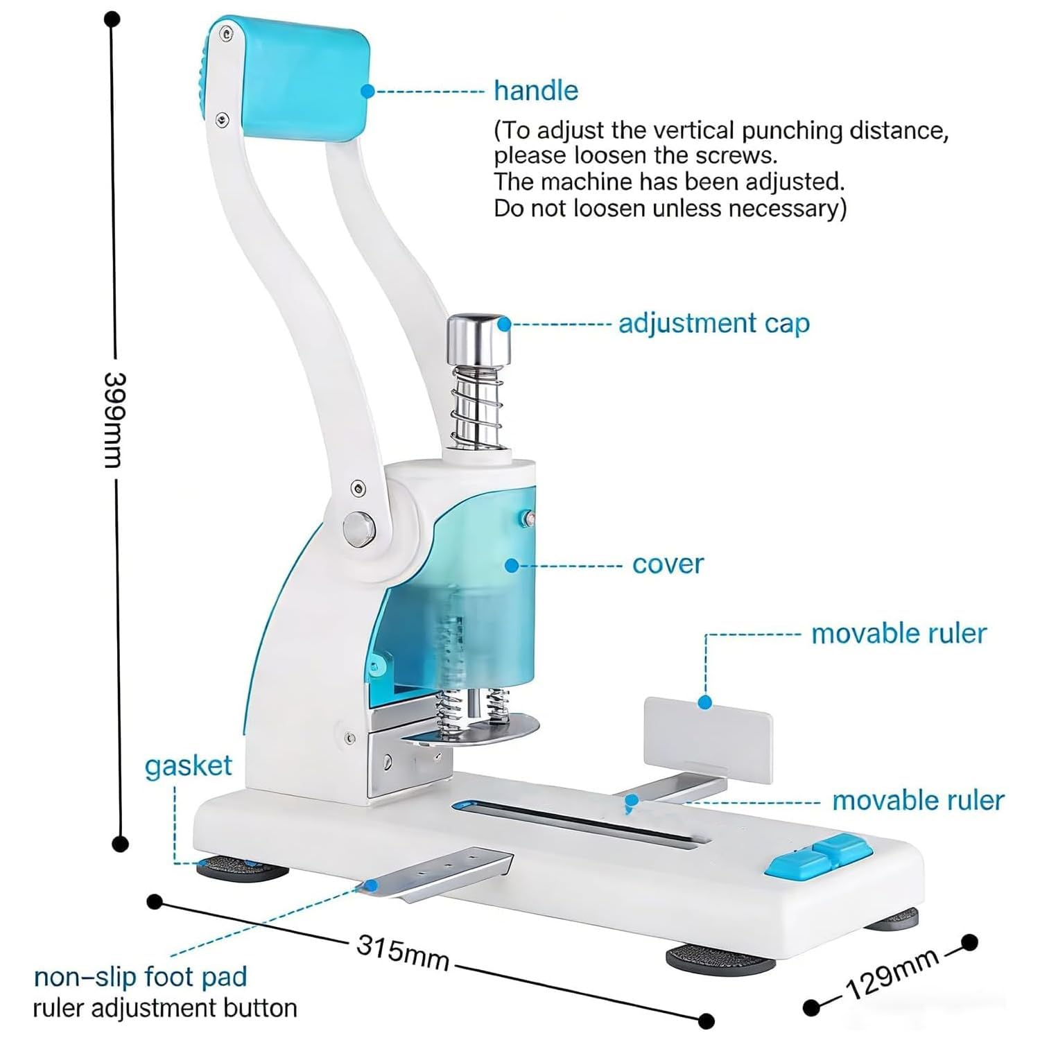 Perforatore A Foro Singolo For Carichi Pesanti, Capacità Di 300 Fogli, Profondità Carta Regolabile Da 8 A 32 Mm Con Righello Mobile, For Uso Ufficio, Casa, Scuola