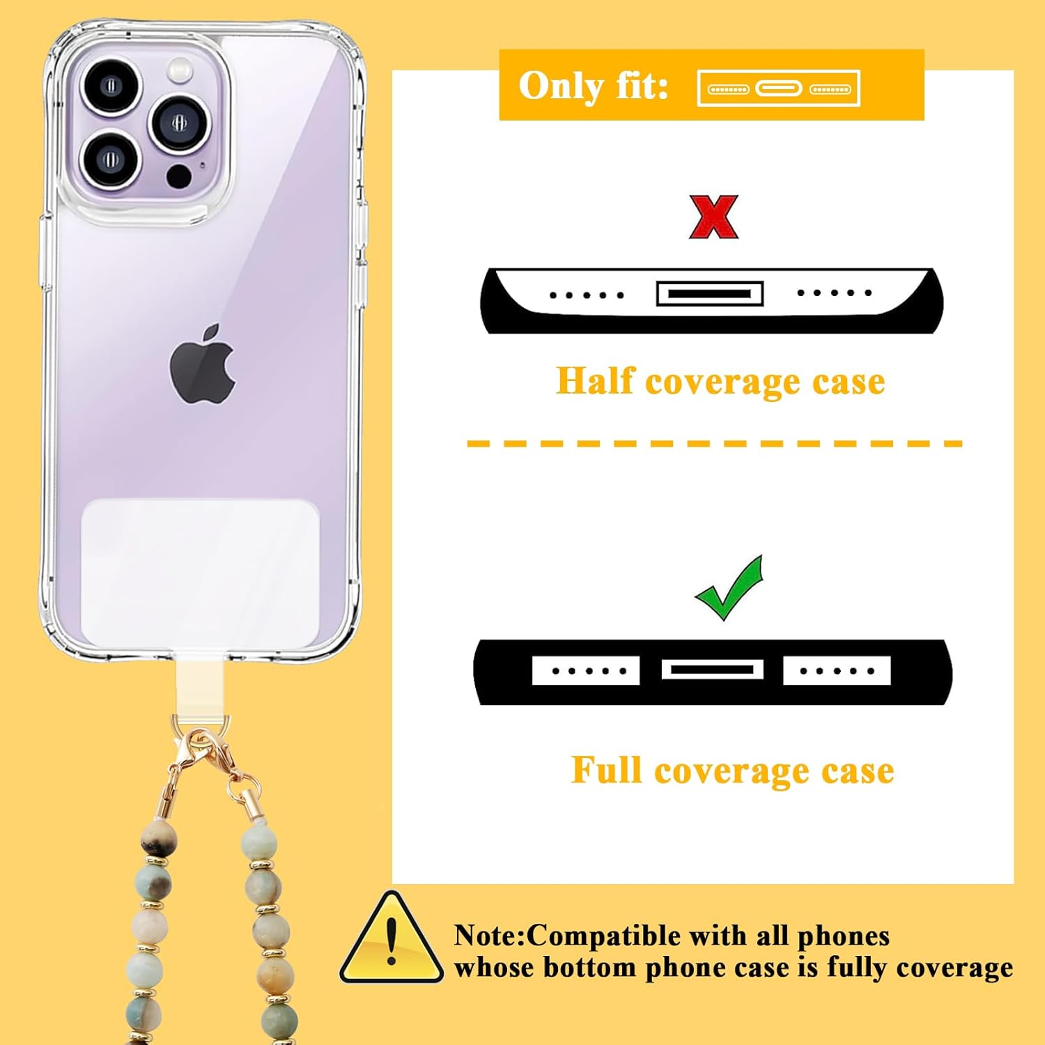 Beaded Phone Charm Strap Marble Phone Wrist Strap, Handmade Natural Gemstone Cellphone Lanyard with Tether Tab & Swivel Lobster Clasp Hands-Free Wristlet Bracelet Phone Chain Strap - Image 3