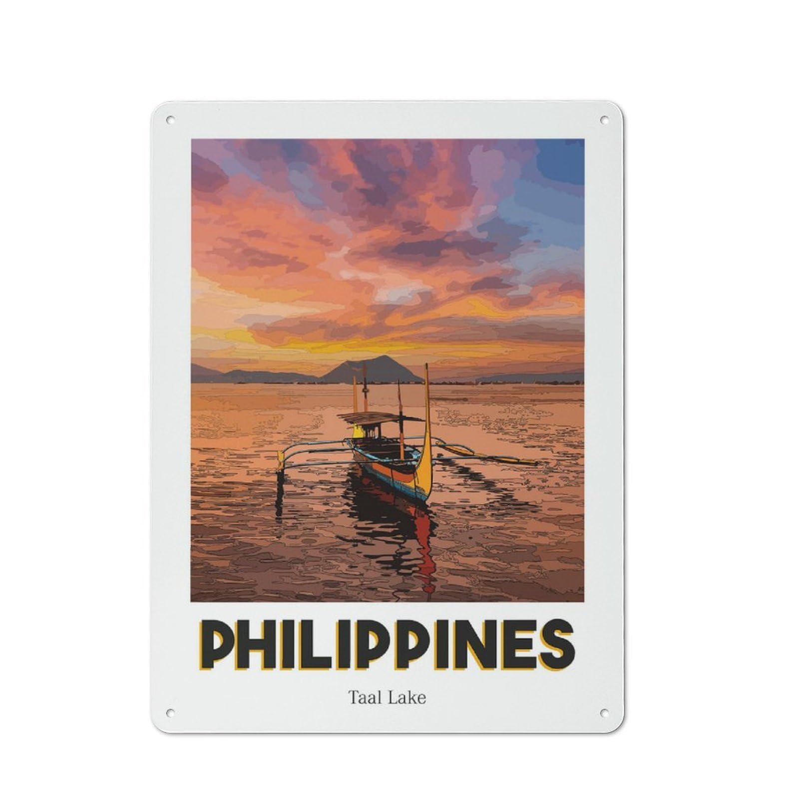 Junmoney Style-15 Taal Lake Rustic Tin Sign 40X30cm For Living Room Wall, Suited To Home Wall Decor Collectors
