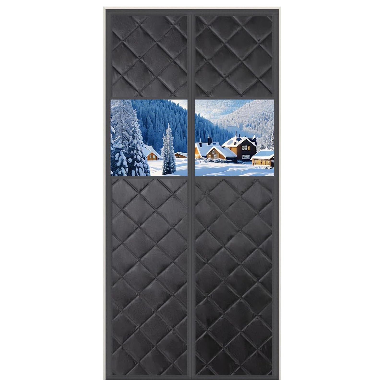 Magnetic Thermal Insulated Door Curtain, 90 X 210cm Thermal Door Curtain for Winter Thickened Windproof Waterproof Door Cover Oxford Cloth RV Doors Blanket Front Doors Curtain with Clear Window