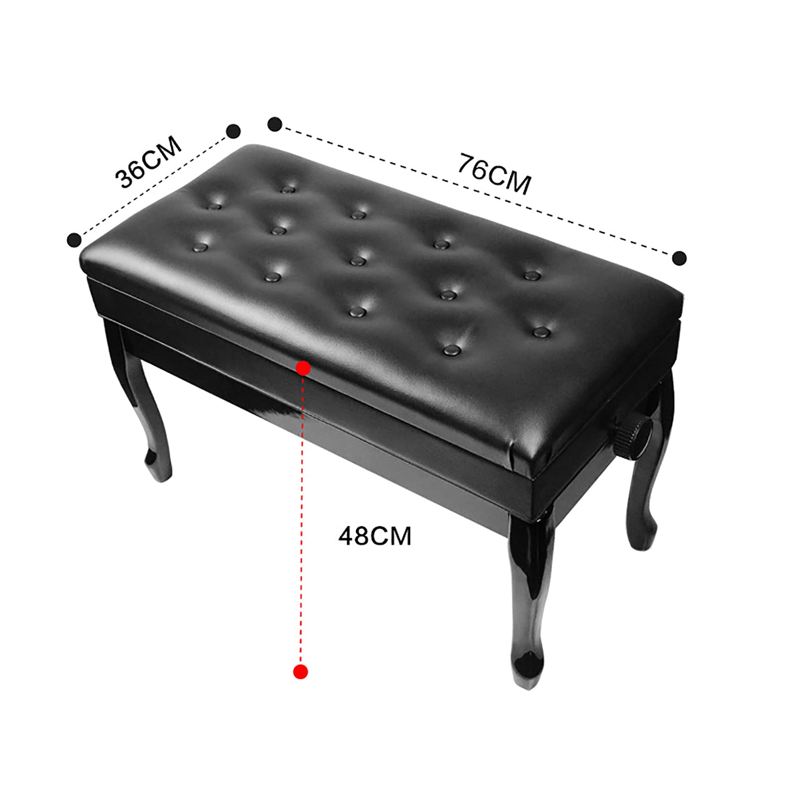 Panca per Pianoforte in Pelle， Altezza Regolabile， Panca per Pianoforte con Sollevamento Idraulico Automatico， Panca per Pianoforte con vano portaoggetti， per，Black
