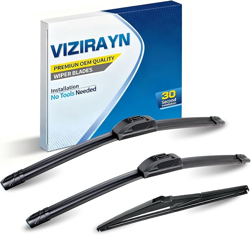 Palhetas do limpador de para-brisa vizirayn dianteiras e traseira para Toyota C-HR 2016–2021 – 26" 16" e 14", conjunto com 3