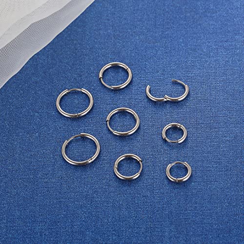 316L Surgical Stainless Steel Small Hoop Earrings 8mm 10mm 12mm 14mm Hypoallergenic Huggie Hoop Earrings Helix Lobes Hinged Sleeper Earrings Cartilage Piercings4