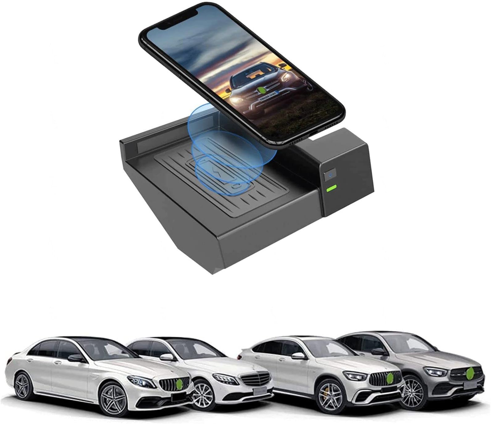 Wireless Car Charger for Mercedes-b-enz C-Class 2015-2019 for b-enz GLC-Class 2016-2019 Center Console Accessories Panel 15W Fast Smart Induction Wireless Charging Pad for All Qi Phone