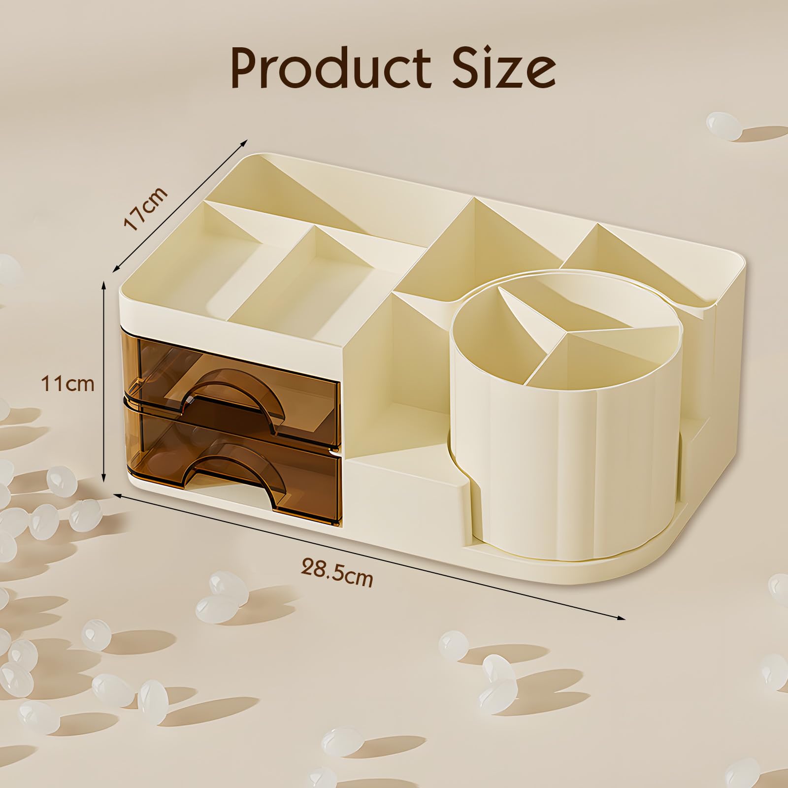 Farnirvana Organizzatore di Trucco, Organizzatore di pennelli rotante a 360°, Compartimento Rotante 2 in 1 Organizzatore Trucchi, per Bagno, camera da letto, scrivania