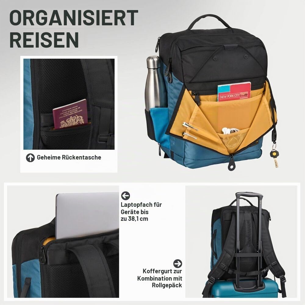 Cabin Max Equator X 40x30x20 cm Kabinenrucksack – Handgepäck Rucksack & Unter-Sitz Tasche mit Laptopfach – Recyceltes RPET Bordgepäck passend für Ryanair, EasyJet, Wizz Air, Eurowings