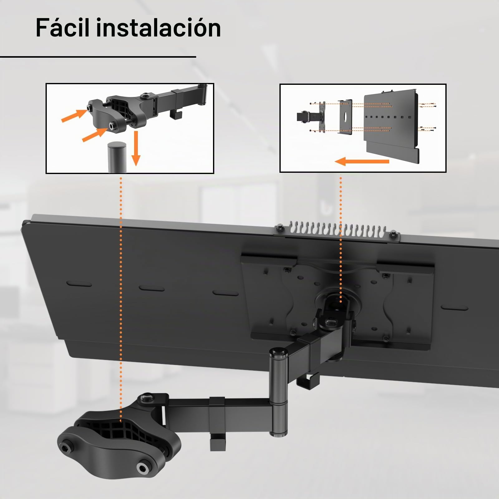 PUTORSEN Soporte para Bandeja de Teclado con Montaje en Poste - Soporte para Teclado y Ratón que se Adapta a la Mayoría de Teclados Estándar y de Gran Tamaño, Inclinación y Rotación, Soporta hasta 1