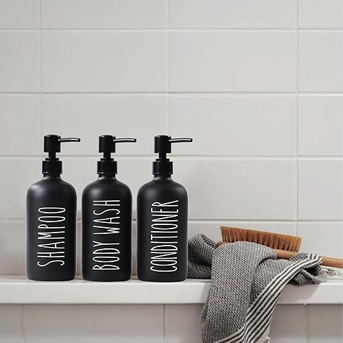 Miniatura 7 de HOMCDALY Juego de 3 dispensadores de champú y acondicionador, botellas de jabón de ducha de 21 onzas con bomba, dispensador de champú y