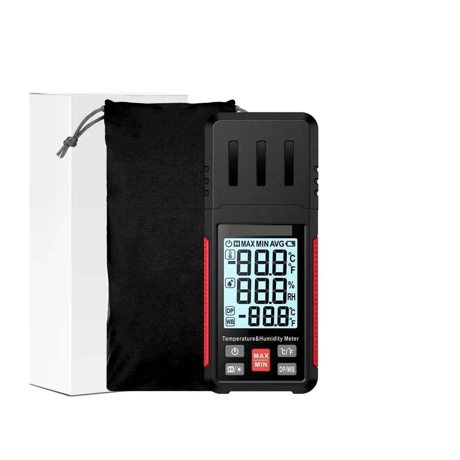 Amrttwy One Color Moisture Meter, Hygrometer, Digital Thermohygrometer With Ambient Point