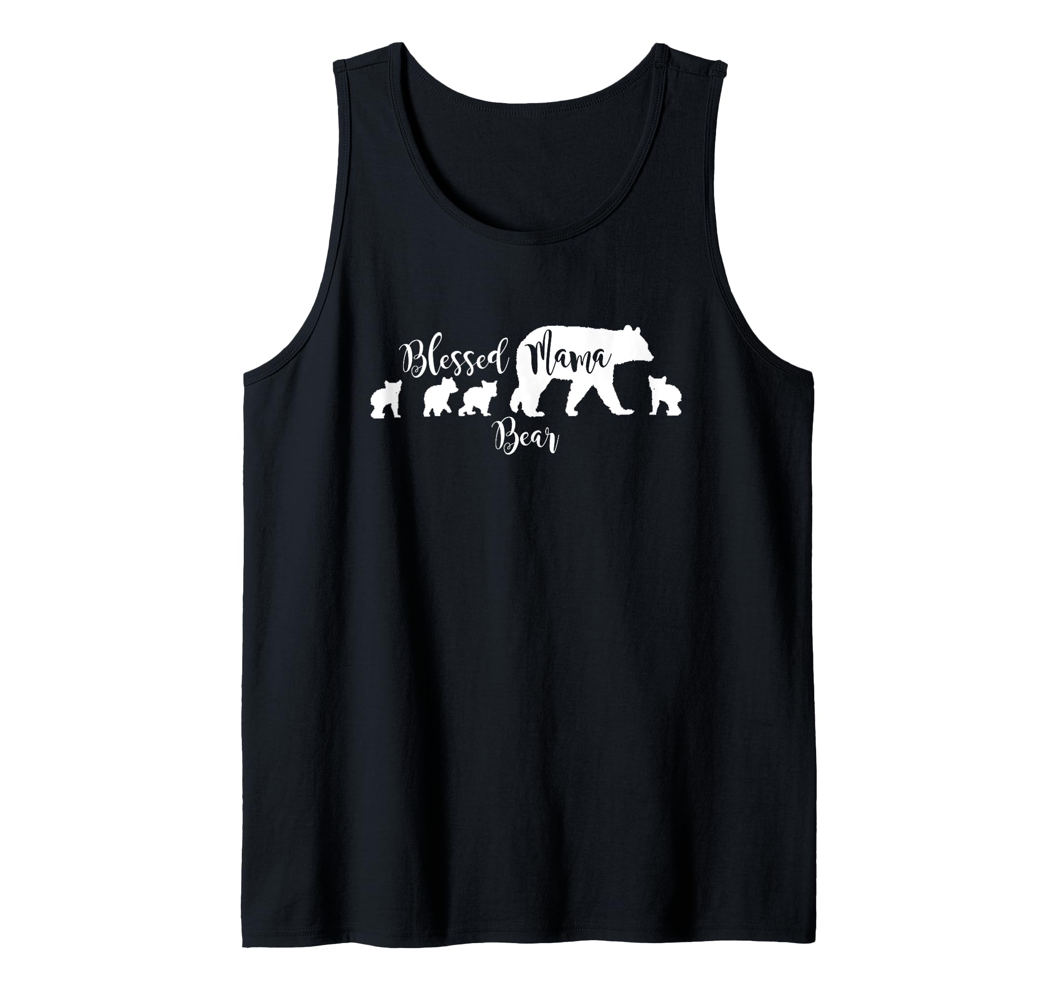 Blessed Mama Bear With 4 Four Cubs White Mom Mother Fun Gift Tank Top