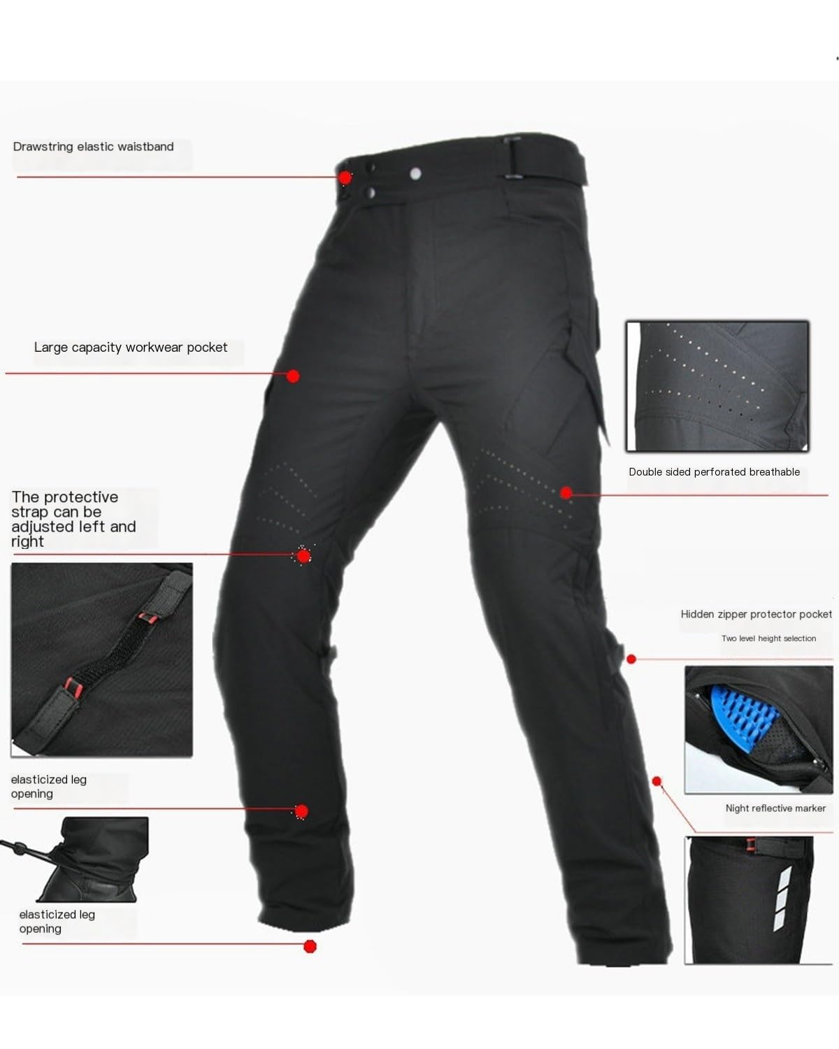 Letnie jeansy do jazdy motocrossowej z odblaskowymi paskami i otworami wentylacyjnymi, lekkie spodnie motocyklowe XXS-4XL