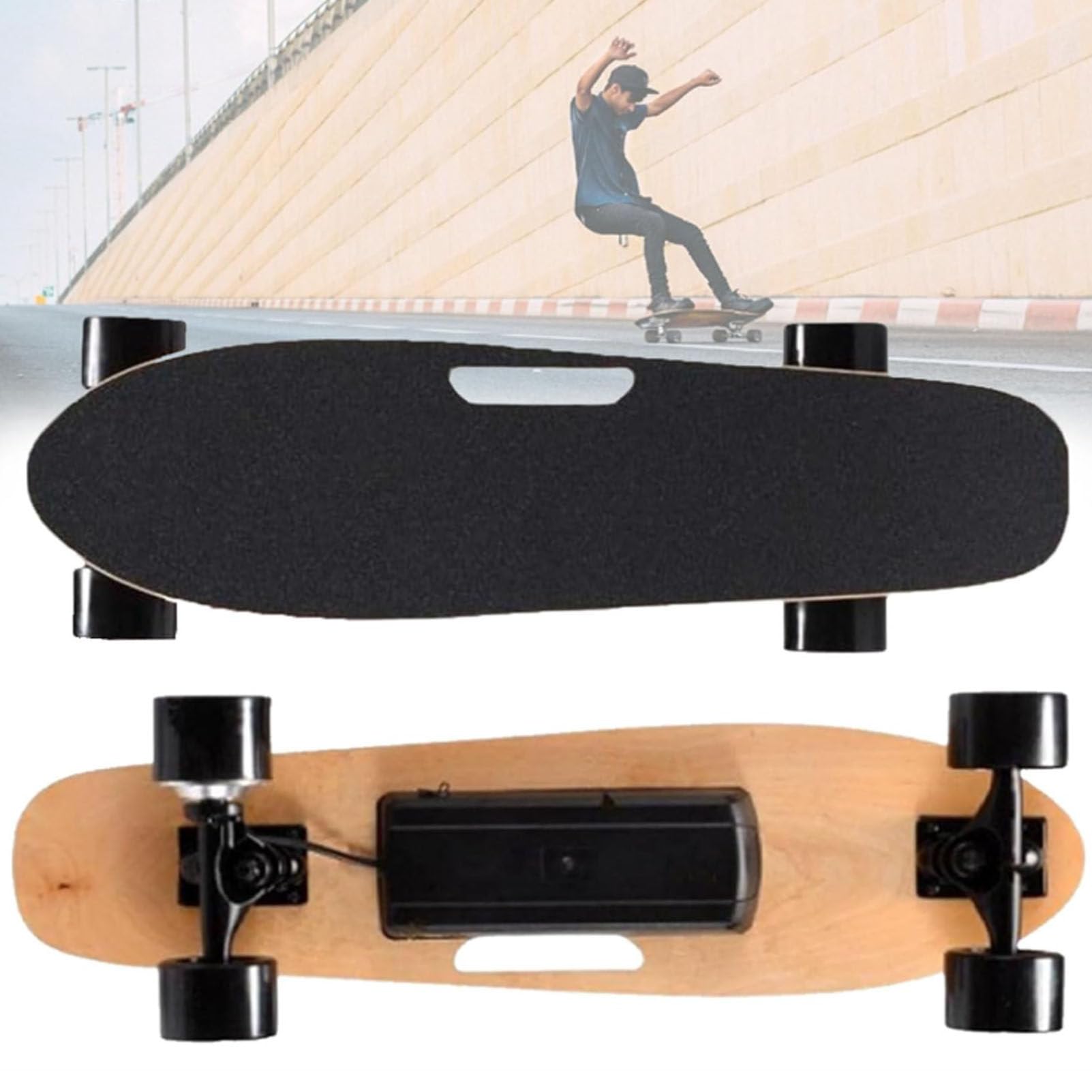 Longboard électrique avec télécommande, modèle Professionnel adapté aux Adultes et Adolescents débutants, autonomie de 8 km, Vitesse maximale de 22 km/h