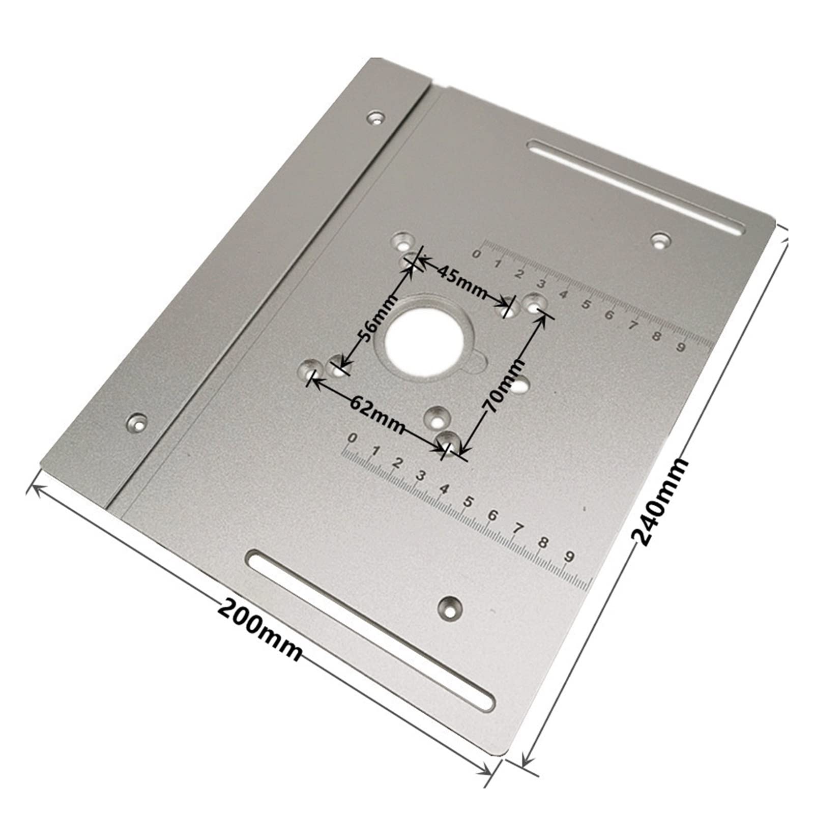 Placa de inserción de mesa de enrutador de aluminio con calibre de inglete for bancos de carpintería, sierra de mesa, recortadora multifuncional, máquina de grabado(Set C)