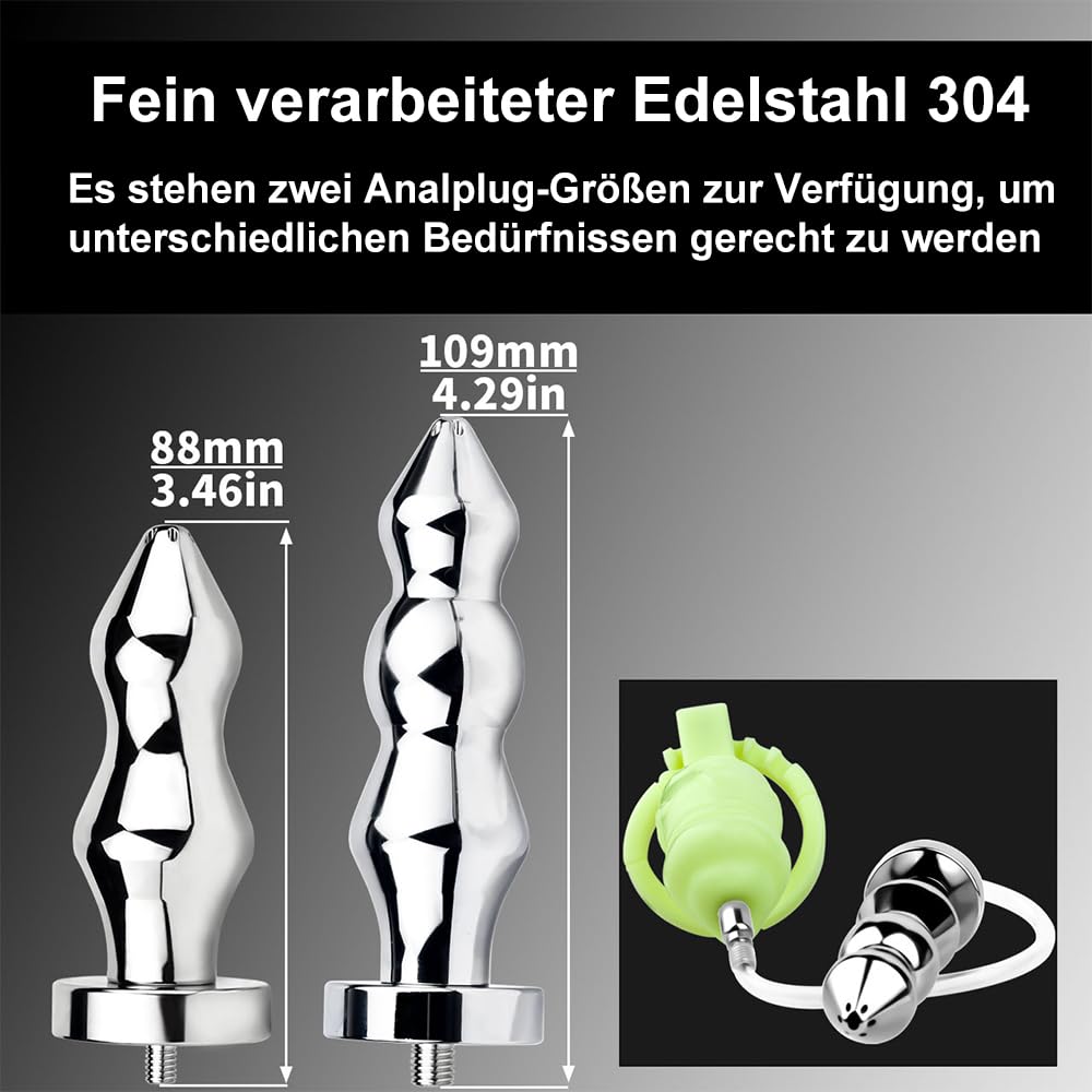 Peniskäfig Harz Keuschheitskäfig Herren Extrem Chastity Cage mit Katheter Penis Plug, Analplug und Penisring Verstellbar Keuschheitsgürtel SM Bondage Fetisch Sexspielzeug (Käfig M+Analplug L)