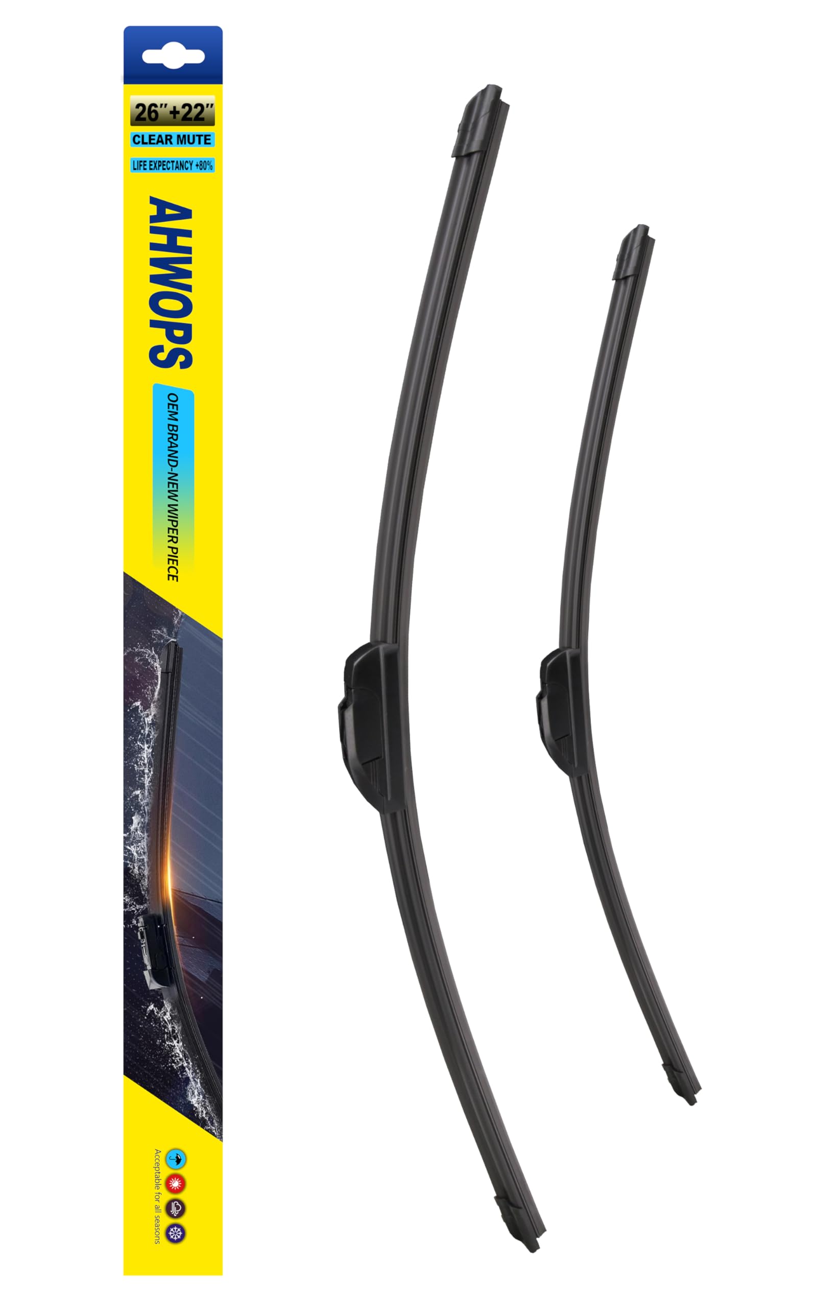 AHWOPS OEM All Season Wiper Blades for HONDA Odyssey 2022-2005 Civic Sedan 2014-2006/Lexus Series 2015-2004/Venza 2014-2009 Wiper Blades (26 inch + 22 inch) For My Car