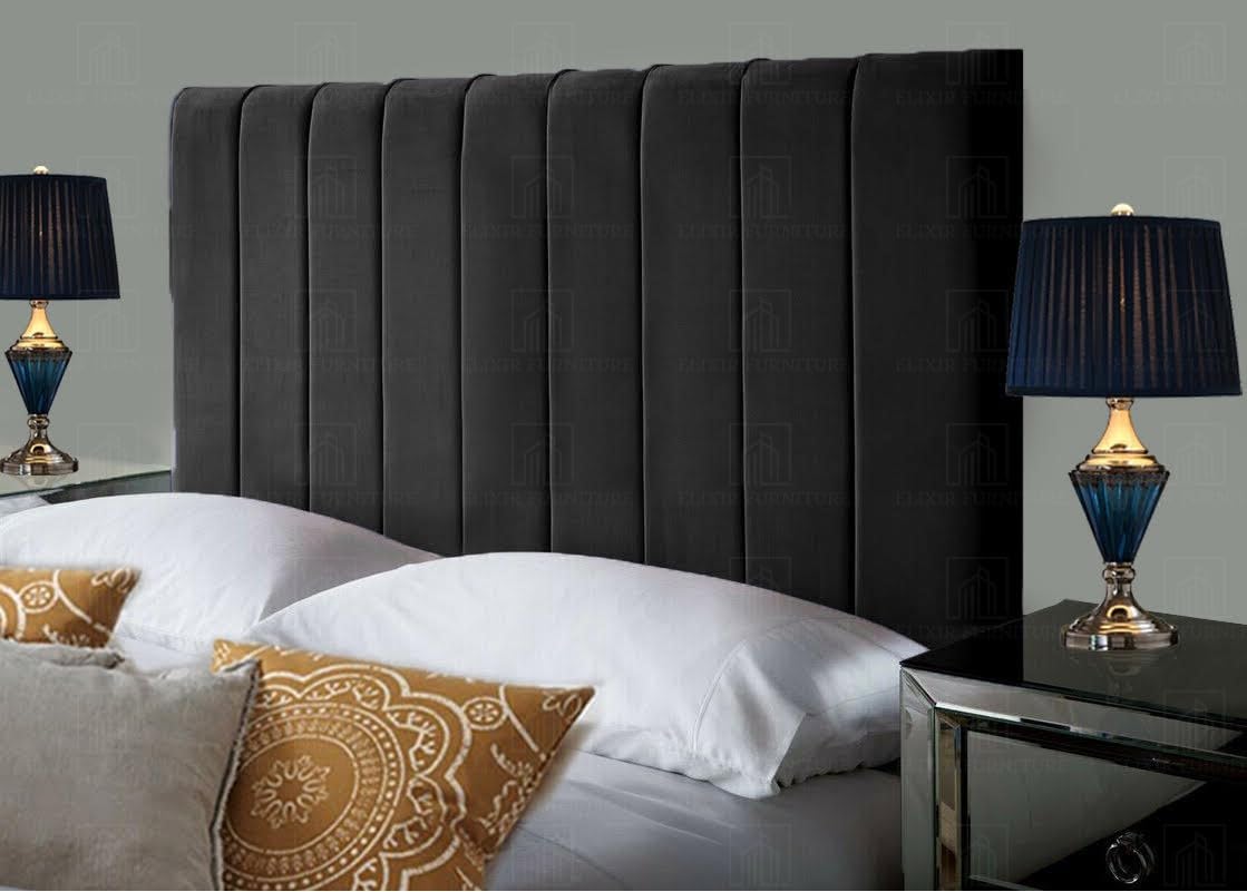 Elixir Furniture Portland Handmade Divan Headboard – 4ft Small Double | 24-Inch Tall | Plush Velvet in Black | Elegant Padded Design (Black, 4ft Small Double Height-24inch)