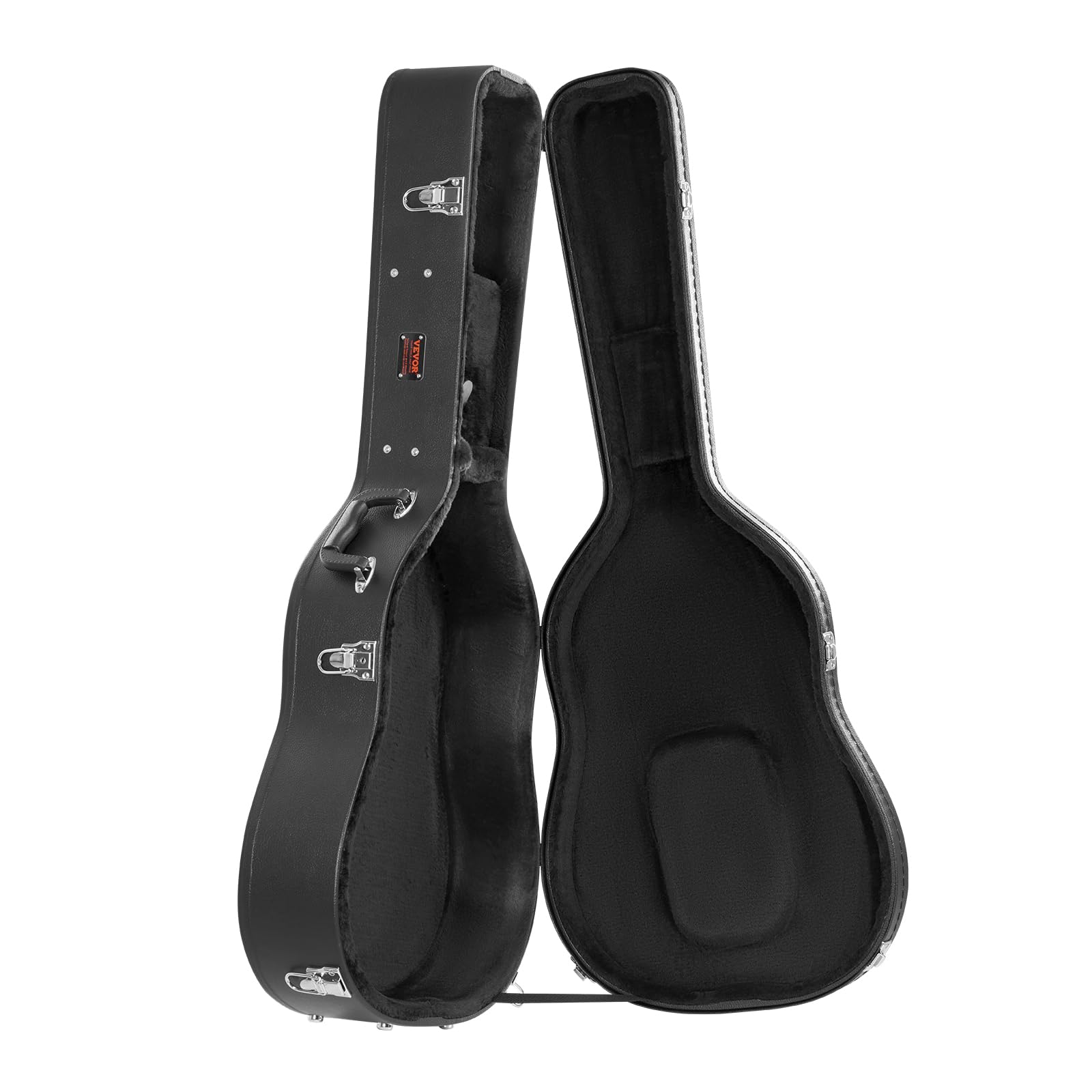 VEVOR Étui Guitare Acoustique Rigide Forme Gourde 1100 mm avec Verrouillage Clés, Poignée, Rembourrage PVC, Doublure Souple, Résistants à l'Eau, pour Guitares Acoustiques de 39-41 po 99-104 cm, Noir