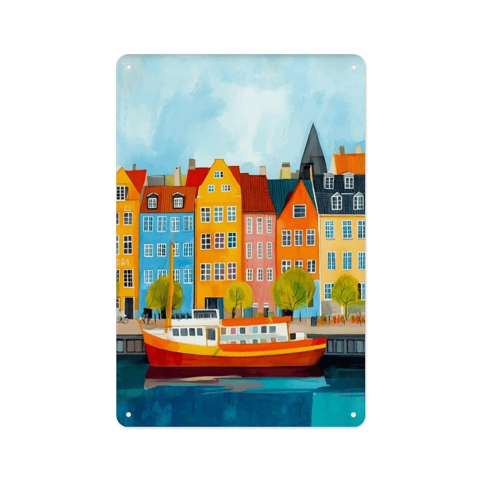 peiyeety Metal Tin Sign Aarhus Denmark Travel Poster Wall Decor Aarhus Scenery Wall Sticker Home Decor Danish City Gift Art Lover 8 X 12 Inch