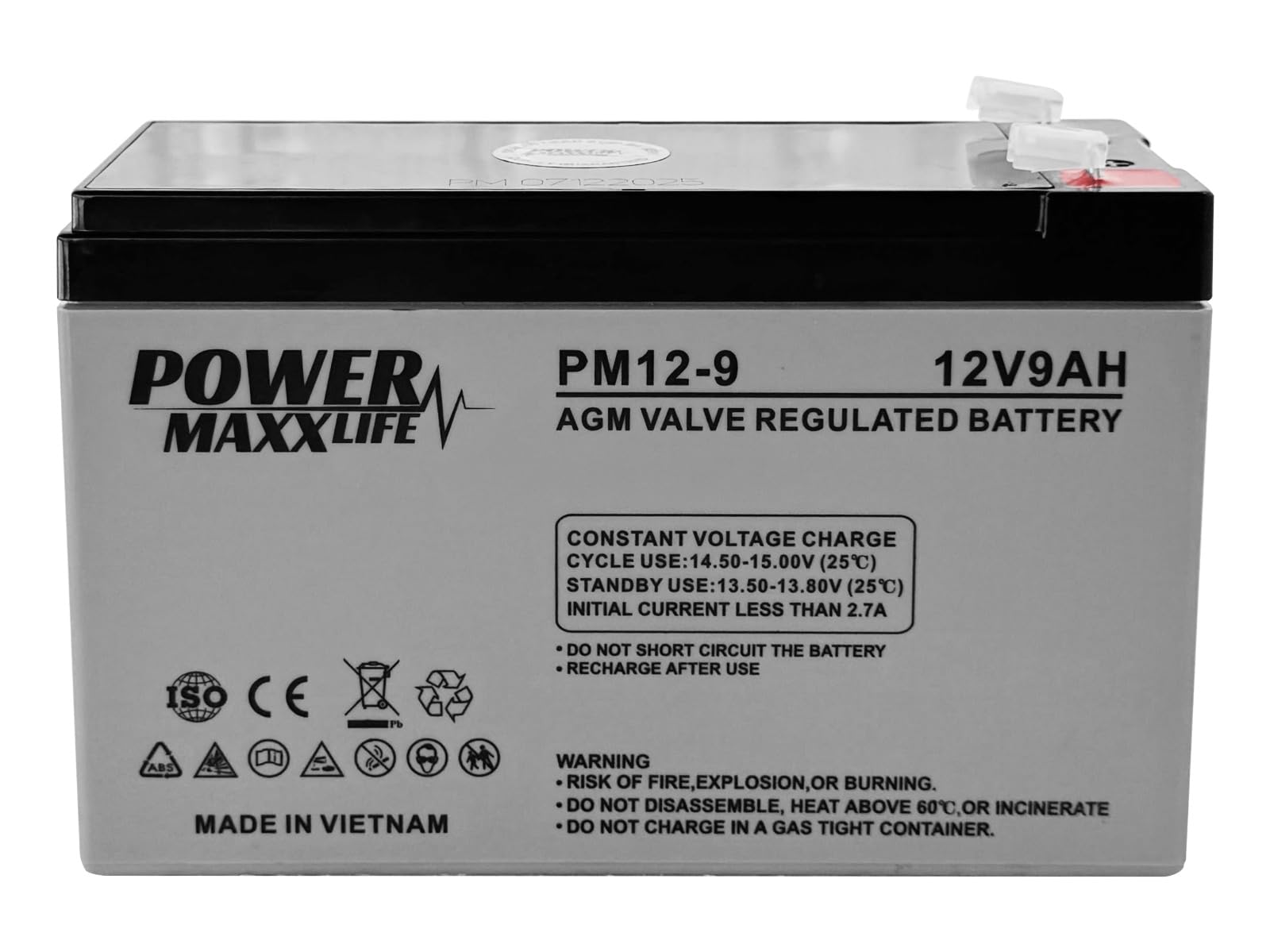 power max 12v 9ah sealed rechargable lead acid battery vrla agm