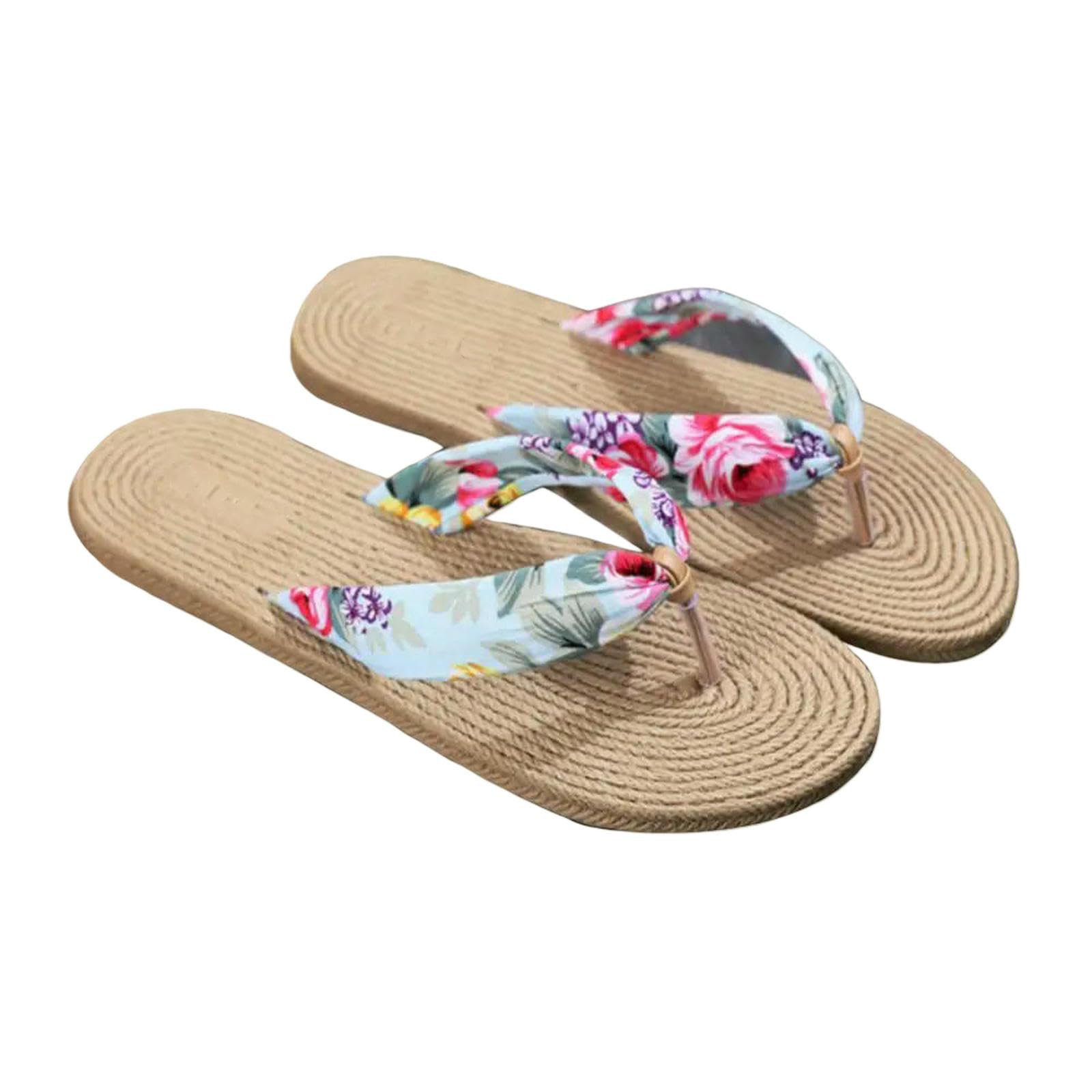 ZSLFCBD Summer Slippers Shoes Women Sandals Anti-slip Flip Flops Floral Beach Thongs Slippers-white Floral-35