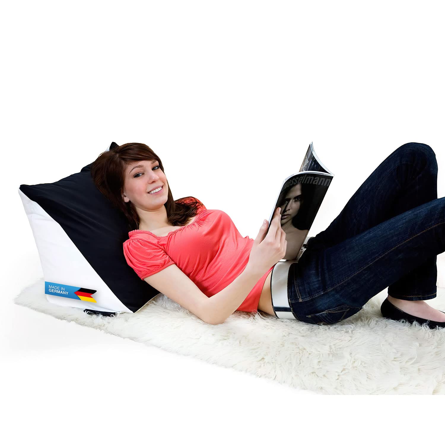 Poduszka do czytania Bookworm – ergonomiczna poduszka klinowa pod kark z mikroperełkami, ergonomiczna poduszka podpierająca plecy, poduszka na książki, do długiego czytania, do spędzania czasu i