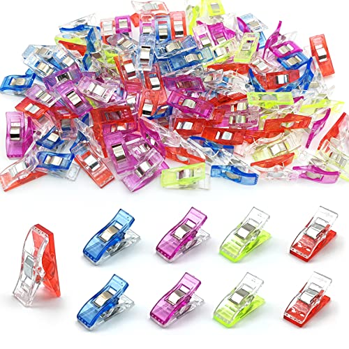 Brelet 100 Pièces Pince à Coudre, Clips Couture en Plastique, Couture Accessoires Mercerie, Pinces de Bricolage pour de la Couture, du Crochet et Bien d'autres utilisations (Couleurs Assorties)