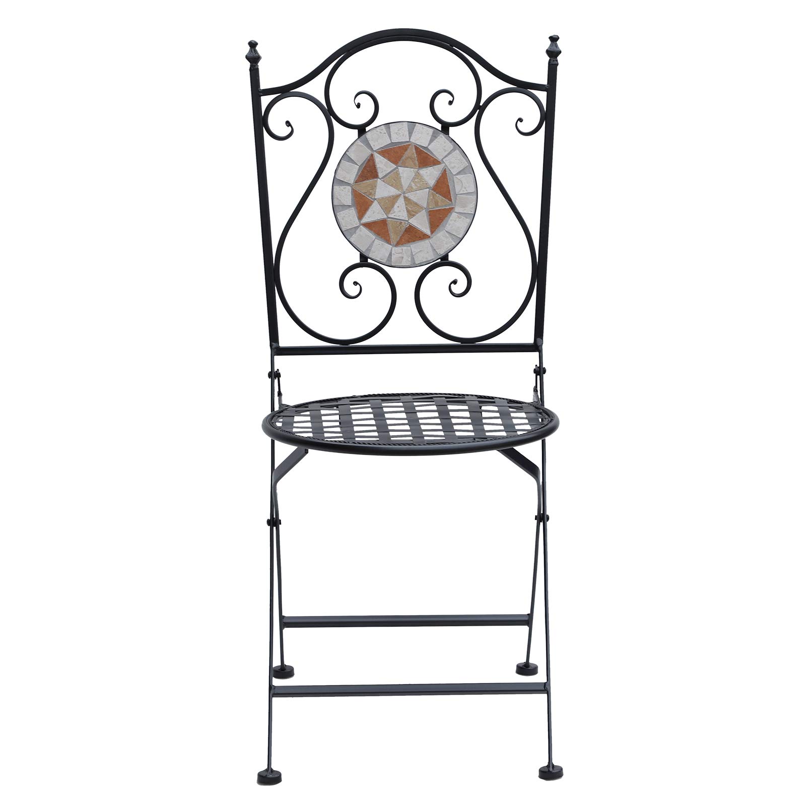 Outsunny Set de 2 Sillas Plegables de Jardín Bistro 50x40x94,5 cm Negro | Silla Asiento Mosaico, para Terraza Balcón, Metal, Carga 120 kg