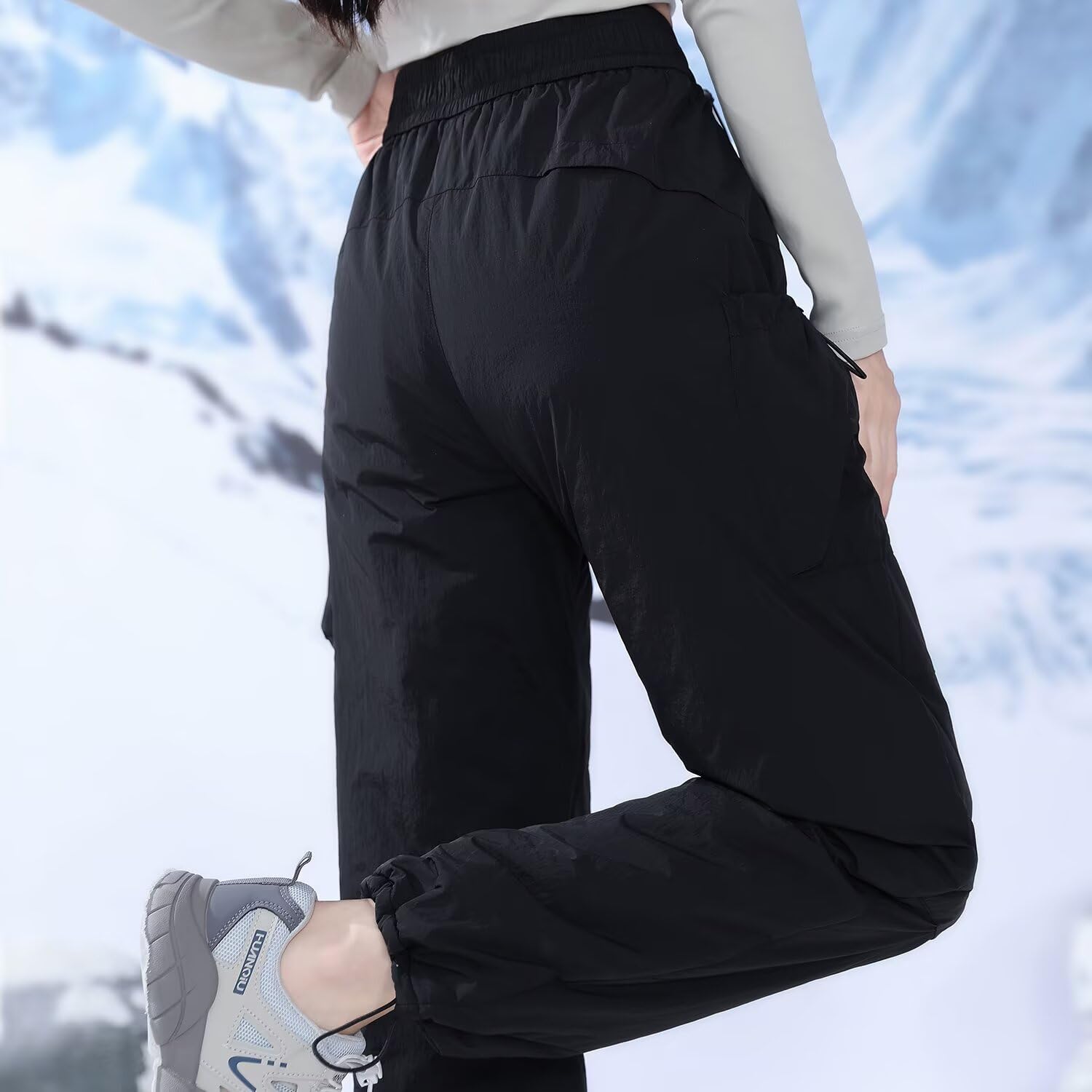 FLYGAGA Damen Softshellhose Wanderhose Wasserdicht Skihose Fleece Gefüttert Warm Baumwolle Winddicht Camping Outdoor Regenhose Trekkinghose Fahrrad Elastischer Bund Thermohose Winterhose