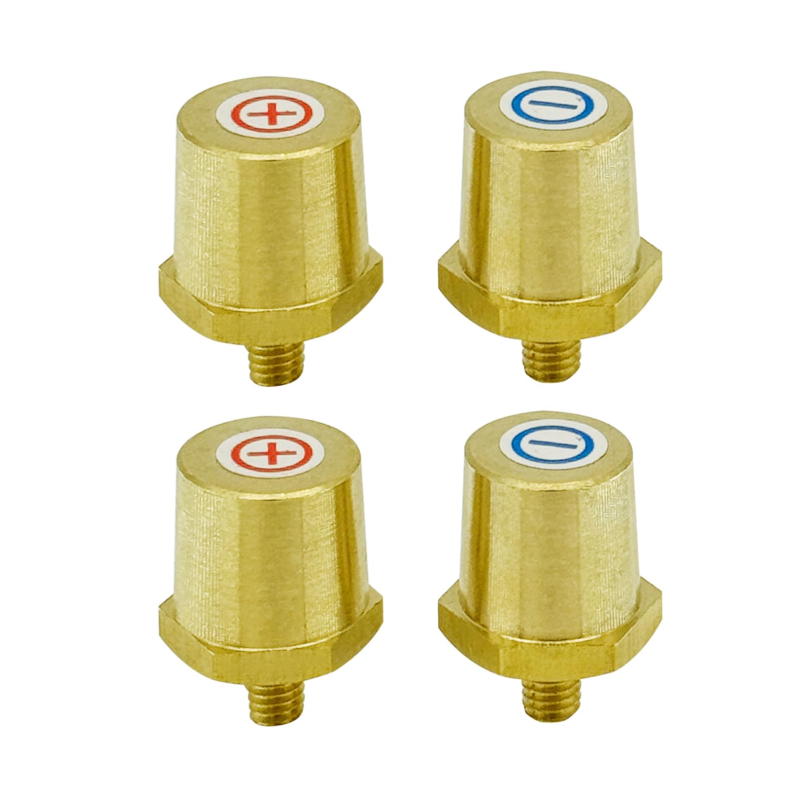 Ampper M6 Thread Male Brass Battery Charging Post Terminals, M6 Battery Post Adapter (+/-) for Extension, Pack of 4