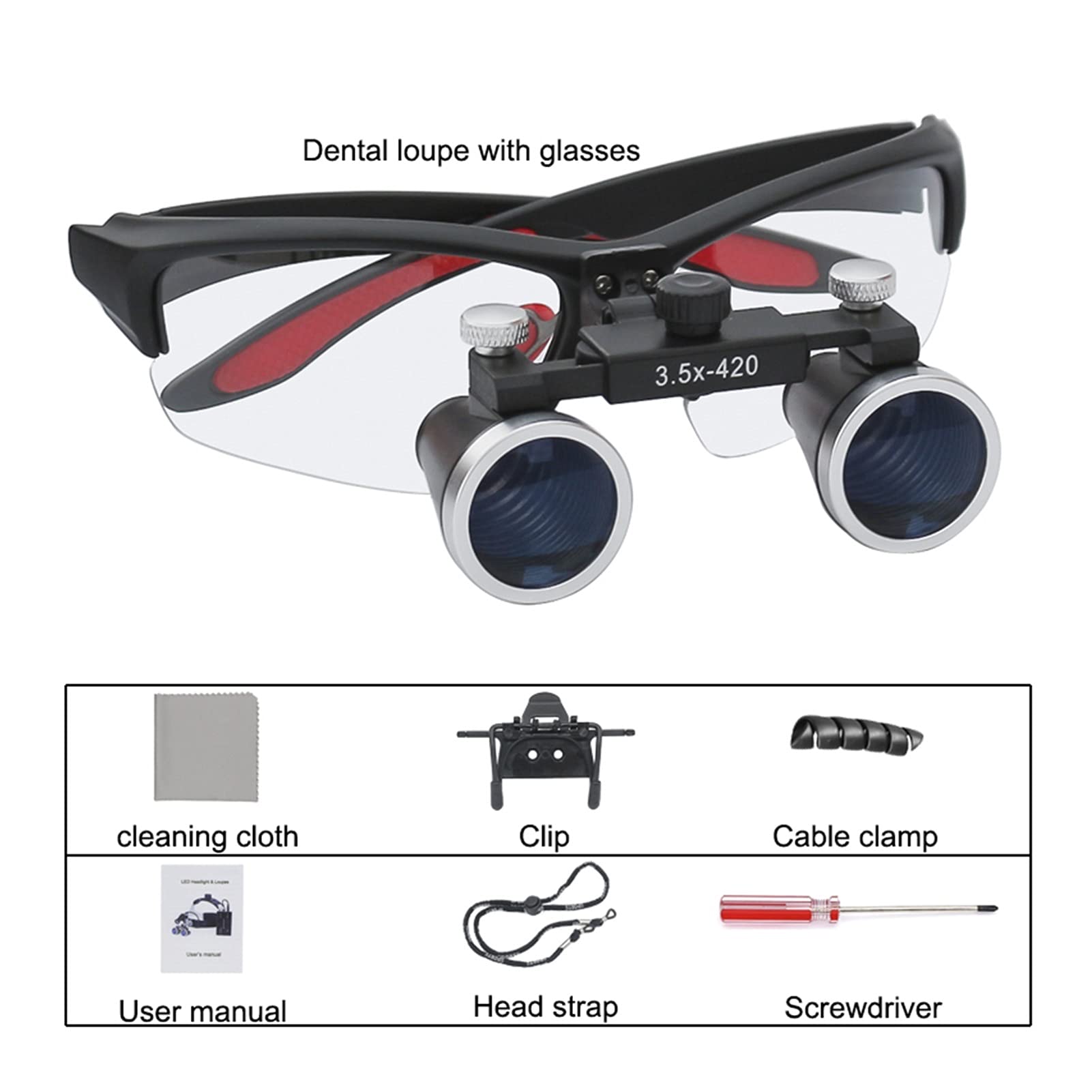 Lupenbrille,Lupenbrille Mit Licht Zahnmedizin Fernglas-Lupe Ultra-Lightweight Dental Lupe-Vergrößerung 2.5X 3.5X Lupe-Lupe für Zahnchirurgie(Purple,2.5X)