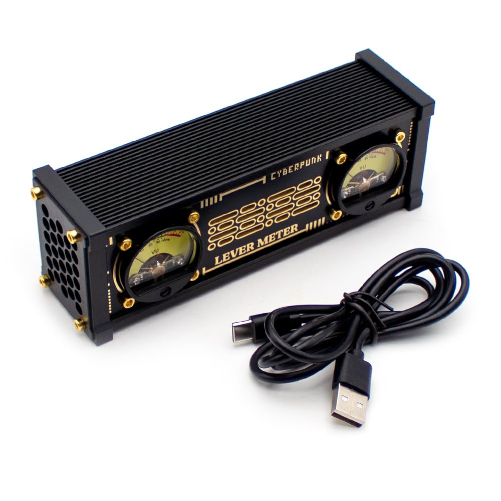 Sound aktiviertes VU Meter, mit RGB Hintergrundbeleuchtung, Stereo Mikrofon Lautstärke, Desktop Audiopegelanzeige, für Heim Audiosysteme