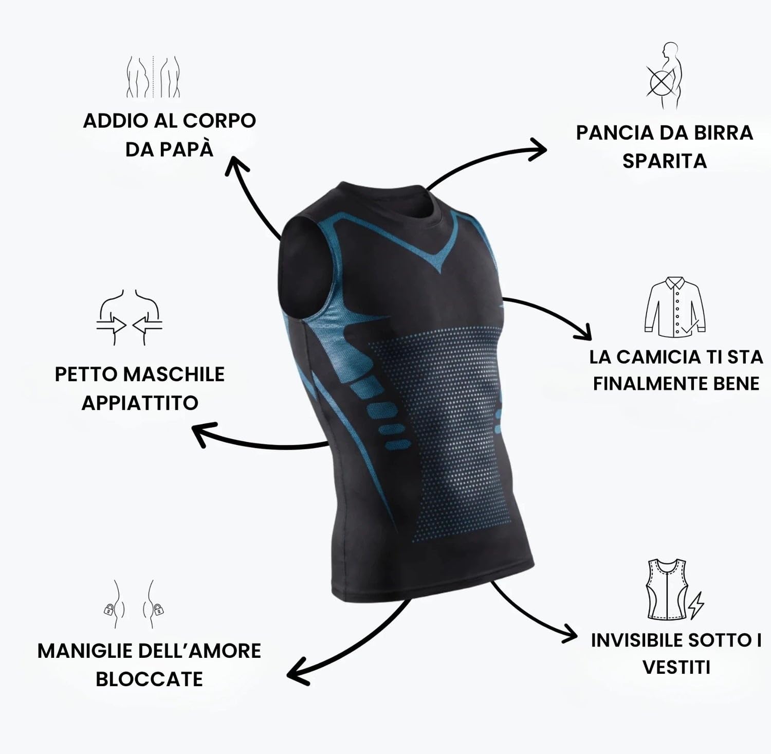 underfit, Canotta Underfit Uomo Modellante Compressiva Maglia Underfit Senza Maniche Supporto Posturale Contenitiva Addome Fianchi Invisibile Sotto Camicia T Shirt Sport Nero Bianco Grigio
